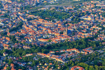 Aerial view of City view from the southwest in Aschersleben in the state Saxony-Anhalt, Germany