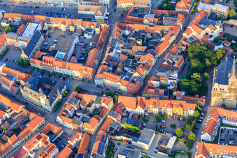 Market with town hall and city administration in Aschersleben in the state Saxony-Anhalt, Germany