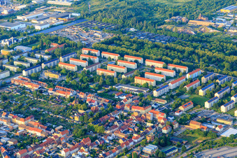 Prefabricated housing estate on Halberstädter Straße in Aschersleben in the state Saxony-Anhalt, Germany