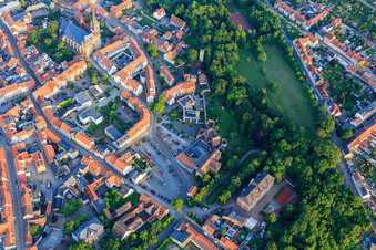 Castle square with castle school in Aschersleben in the state Saxony-Anhalt, Germany