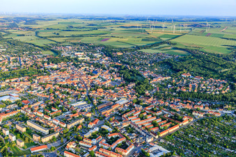 City overview from the northwest in Aschersleben in the state Saxony-Anhalt, Germany