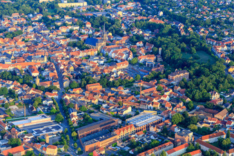 Magdeburger Straße with Vocational School I of the Salzlandkreis WEMA in Aschersleben in the state Saxony-Anhalt, Germany