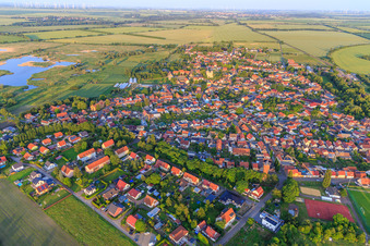Overview of the town from the west in the district Frose in Seeland in the state Saxony-Anhalt, Germany