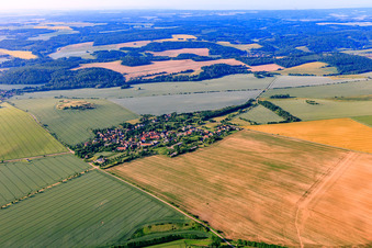Aerial view of Village view from the north in the district Ulzigerode in Arnstein in the state Saxony-Anhalt, Germany
