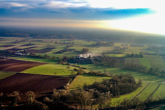 Aerial photograpy of Schaidter Mill in the district Schaidt in Wörth am Rhein in the state Rhineland-Palatinate, Germany