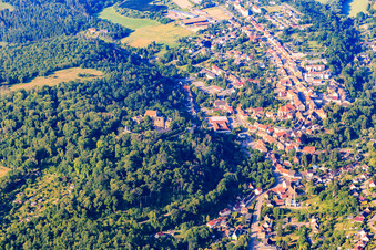 View of the town from the north with castle Mansfeld in Mansfeld in the state Saxony-Anhalt, Germany