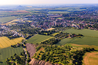 View of the town from the northeast in Klostermansfeld in the state Saxony-Anhalt, Germany