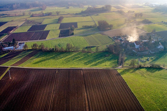 Schaidter Mill in the district Schaidt in Wörth am Rhein in the state Rhineland-Palatinate, Germany from the plane
