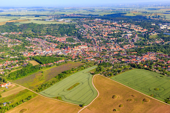 City overview from the southeast in Hettstedt in the state Saxony-Anhalt, Germany