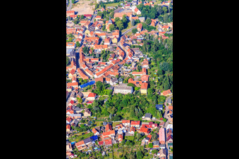 Aerial photograpy of B185, Lange Straße and Siederstr in the district Ermsleben in Falkenstein in the state Saxony-Anhalt, Germany