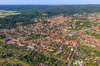 Historic city center from the northeast in Blankenburg in the state Saxony-Anhalt, Germany