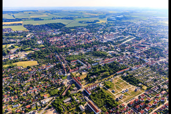 City overview from the southwest in the district Diocese Halberstadt in Halberstadt in the state Saxony-Anhalt, Germany