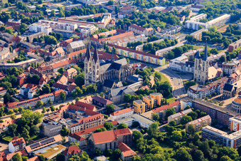 Aerial view of St. Martini Church and Cathedral and Cathedral Treasury Halberstadt in the district Diocese Halberstadt in Halberstadt in the state Saxony-Anhalt, Germany