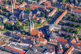 Fish market and St. Martini Church on Matiniplan in the district Diocese Halberstadt in Halberstadt in the state Saxony-Anhalt, Germany