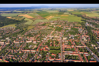 Wilhelm-Trautewein-Straße from the west in Halberstadt in the state Saxony-Anhalt, Germany