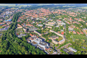 City view from the east along the Bode in Quedlinburg in the state Saxony-Anhalt, Germany