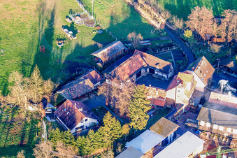 Schaidter Mill in the district Schaidt in Wörth am Rhein in the state Rhineland-Palatinate, Germany from a drone