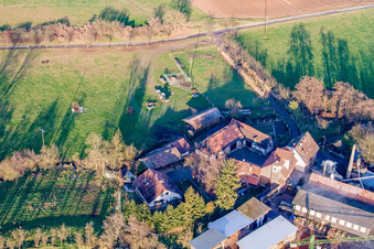 Schaidter Mill in the district Schaidt in Wörth am Rhein in the state Rhineland-Palatinate, Germany seen from a drone