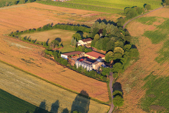 Aerial view of Resettler farm in Dörrenbach in the state Rhineland-Palatinate, Germany