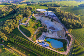 Sand pit opencast mine in the district Gleiszellen in Gleiszellen-Gleishorbach in the state Rhineland-Palatinate, Germany out of the air