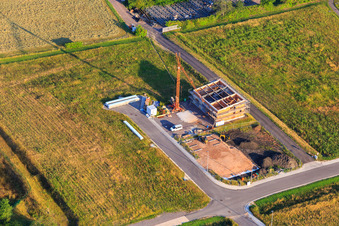 Aerial photograpy of Industrial area Am Lokschuppen under development in Klingenmünster in the state Rhineland-Palatinate, Germany