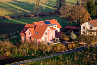 Aerial view of Oberdorfstr in Oberhausen in the state Rhineland-Palatinate, Germany