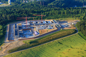 Aerial photograpy of Construction site for the new correctional facility Rottweil in Rottweil in the state Baden-Wuerttemberg, Germany