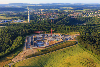 Oblique view of Construction site for the new correctional facility Rottweil in Rottweil in the state Baden-Wuerttemberg, Germany