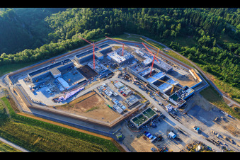 Construction site for the new correctional facility Rottweil in Rottweil in the state Baden-Wuerttemberg, Germany out of the air