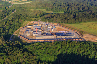 Construction site for the new correctional facility Rottweil in Rottweil in the state Baden-Wuerttemberg, Germany seen from above