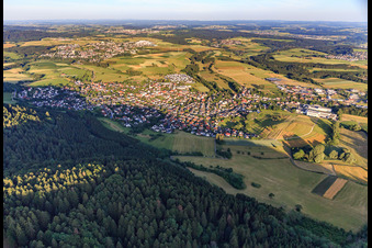 View of the town from the east in Denkingen in the state Baden-Wuerttemberg, Germany