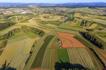 Aerial view of Special paramotor landing site in the district Waldmössingen in Schramberg in the state Baden-Wuerttemberg, Germany