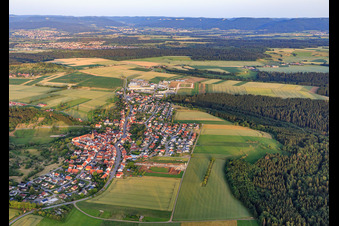 Aerial view of Village view from the northwest in the district Binsdorf in Geislingen in the state Baden-Wuerttemberg, Germany