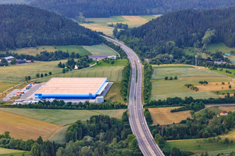 Aerial view of Elflein E-Mobility Logistics Rottweil GmbH in the district Trichtingen in Epfendorf in the state Baden-Wuerttemberg, Germany