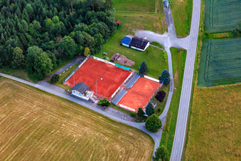 Tennis court of HTC Harthausen 1998 eV in the district Harthausen in Epfendorf in the state Baden-Wuerttemberg, Germany