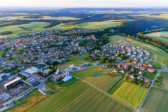 View of the town from the southwest in the district Herrenzimmern in Bösingen in the state Baden-Wuerttemberg, Germany