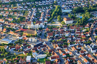 City center with castle Geislingen and church of St. Ulrich in Geislingen in the state Baden-Wuerttemberg, Germany