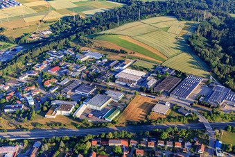 Hölzlestraße industrial estate with toolmaking facilities - Stanzerei Walter Götz GmbH, AKE Knebel GmbH & Co. KG and EZU-Metallwaren GmbH & Co. KG in the district Engstlatt in Balingen in the state Baden-Wuerttemberg, Germany