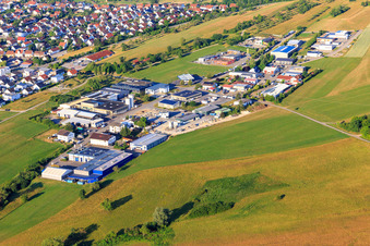 Siemensstraße industrial area from the north with ESC GmbH, Techso GmbH and SF Schmid GbR Garden and Landscape Construction in Geislingen in the state Baden-Wuerttemberg, Germany