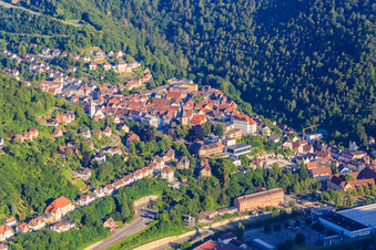 City center from the southeast in Oberndorf am Neckar in the state Baden-Wuerttemberg, Germany