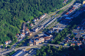Oberndorf (Neckar) train station and HK-Präzisionstechnik GmbH in Oberndorf am Neckar in the state Baden-Wuerttemberg, Germany
