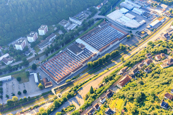 Bahnhofstraße industrial area with Sand CNC Technik and KRAUSE + MAUSER in Oberndorf am Neckar in the state Baden-Wuerttemberg, Germany