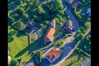 Peter and Paul Church, Town Hall/Local Administration and Cemetery in the district Peterzell in Alpirsbach in the state Baden-Wuerttemberg, Germany