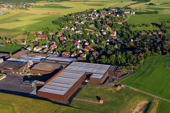 Industrial area Industriestraße with SAIER Verpackungstechnik GmbH & Co. KG and SAIER Group in the district Peterzell in Alpirsbach in the state Baden-Wuerttemberg, Germany