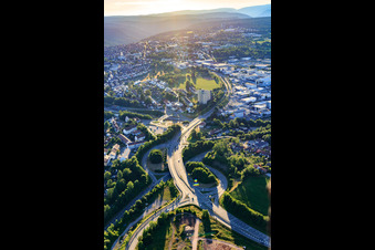 Federal highway junction of the B294 and B28 in Freudenstadt in the state Baden-Wuerttemberg, Germany