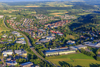 City view from the west on the B28 in Dornstetten in the state Baden-Wuerttemberg, Germany