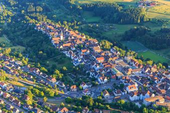 Main road from the northeast in Dornstetten in the state Baden-Wuerttemberg, Germany