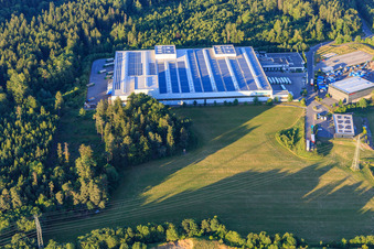 Aerial view of Steel trading company Weinmann Aach AG in Dornstetten in the state Baden-Wuerttemberg, Germany
