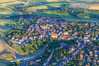 Village view from the west on the B32 in the district Nordstetten in Horb am Neckar in the state Baden-Wuerttemberg, Germany