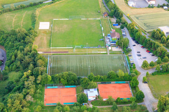 Sports fields of the tennis club and the TSF Dornhan in Dornhan in the state Baden-Wuerttemberg, Germany